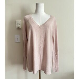 GAP Womens Large Oversized Boxy Knit Sweater Light Pink Cotton Wool Casual Cute